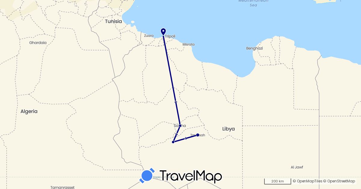 TravelMap itinerary: driving in Libya (Africa)